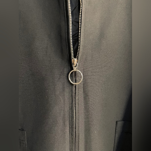 UNISEX Drop Shoulder Dual Pocket Black Overcoat - Picture 8 of 11